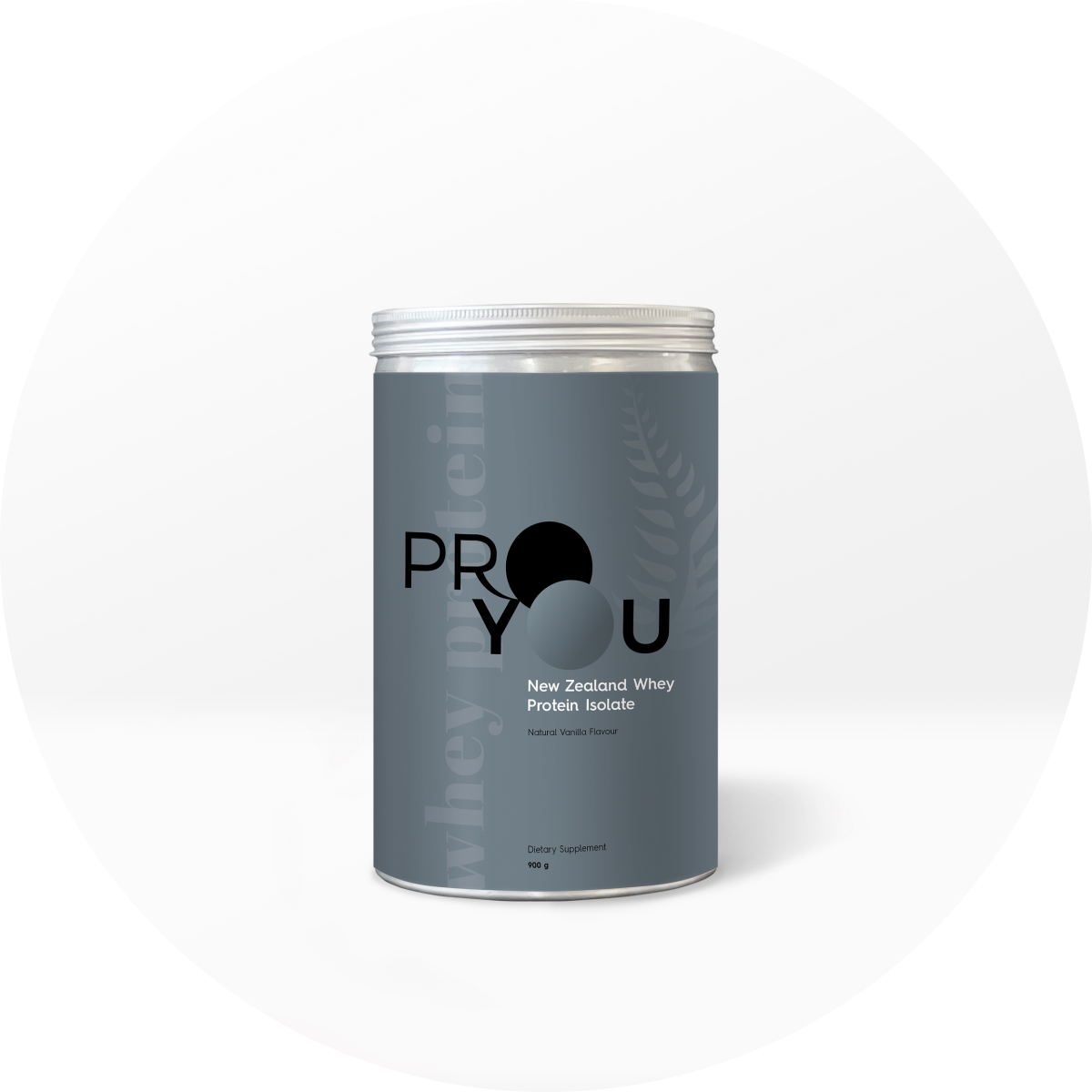 A 900g tub of Pro You Mens' New Zealand Vanilla Whey Isolate Protein Powder